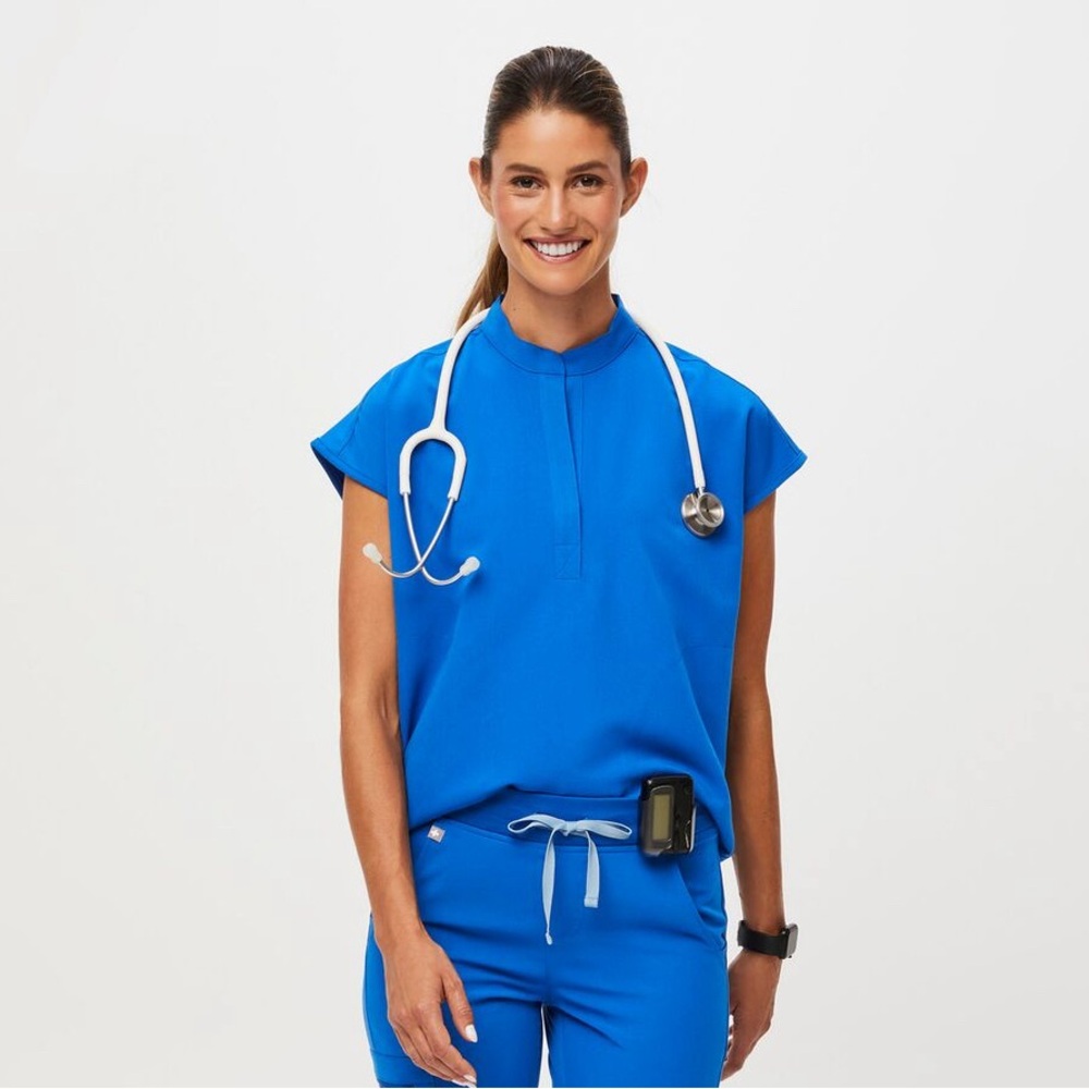 Figs Royal blue Rafaela top